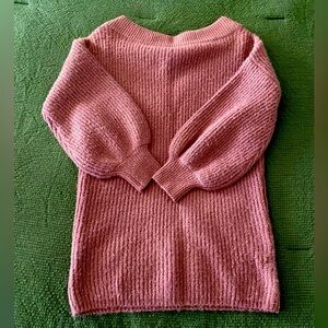 Rose pink wool ballon sleeve sweater/sweater dress from Express. Size XS.